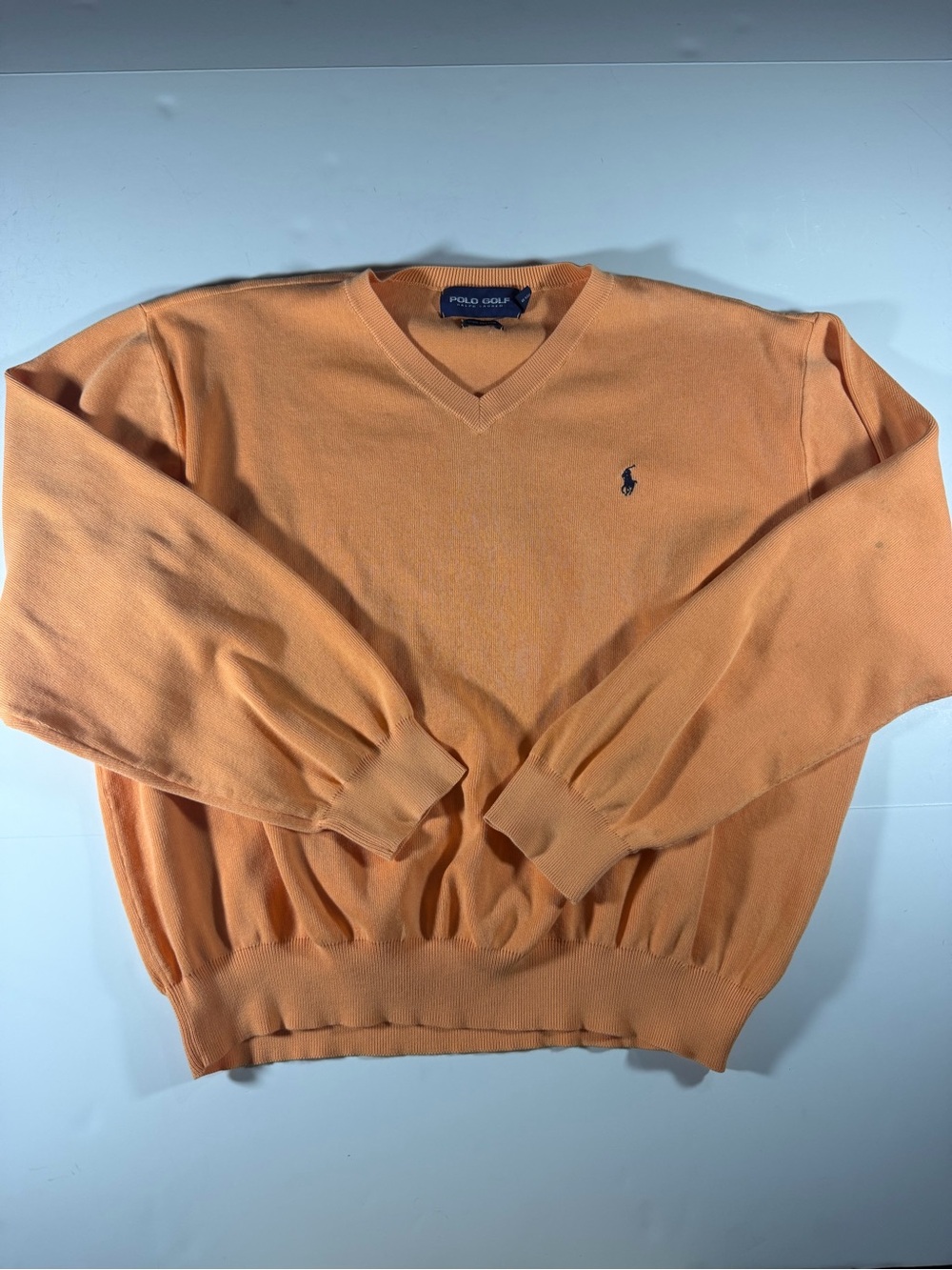 Polo Golf by Ralph Lauren Men’s V-Neck Sweater in Peach Orange